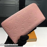 Famous Brand Louis Vuitton Monogram Empreinte Clemence Leather Zippy Wallet M60546 Pink