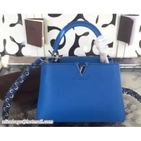 Buy Luxury Louis Vuitton Capucines BB Bag M51984 Bleu Roi With Braided Strap