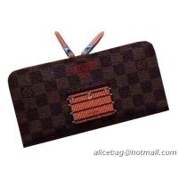 Inexpensive Louis Vuitton Damier Ebene Canvas Insolite Trunks Lock Wallet N63180 Red