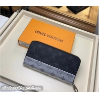 Sumptuous Louis Vuitton Monogram Eclipse Split Zippy Wallet M60017 Silver 2018