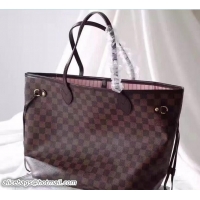 Good Quality Louis Vuitton Damier Ebene Canvas Neverfull MM N41603 in original leather