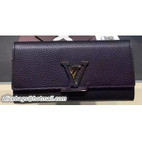 Classic Louis Vuitton Litchi Leather LOUISE WALLET M60766 Black