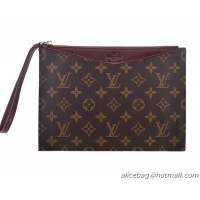 Louis Vuitton Monogram Canvas Clutch M60607 Burgundy