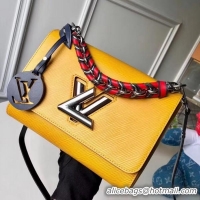 Unique Discount Louis Vuitton Short Chain Handle Epi Leather Twist MM Bag 121201 Yellow F/W 2018