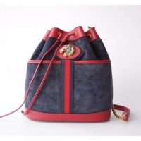 Lower Price Gucci Rajah Medium Bucket Bag 553961 Blue/Red 2018