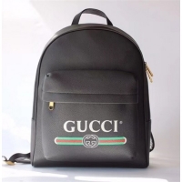 Top Quality Gucci Print Leather Backpack 547834 Black 2019