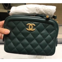 Luxury Chanel Calfskin CC Vanity Case Small Bag A57905 Green 2019