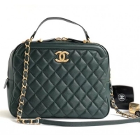 Unique Style Chanel Calfskin CC Vanity Case Medium Bag A57906 Green 2019