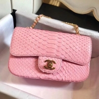 Hot Style Chanel Python Classic Small Flap Bag 121126 Pink 2019