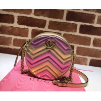 Durable Gucci GG Marmont mini round shoulder bag 550154 Pink&Gold