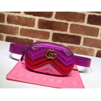 Perfect Gucci GG Marmont matelasse leather belt bag 476434 Fuchsia&red& pink