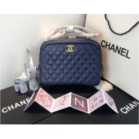 Super Quality Chanel vanity case Calfskin & Gold-Tone Metal A57906 Blue