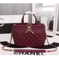 Classic Chanel Calfskin & Gold-Tone Metal bag A81335 Burgundy
