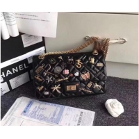 Good Looking Chanel 2.55 handbag Aged Calfskin, Charms & Gold-Tone Metal A1112 black