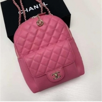 Pretty Style Chanel Grained Calfskin & Gold-Tone Metal backpack AS0004 Rose