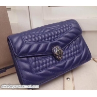 Durable Bvlgari Serpenti Forever Flap Cover Bag with a Quilted Scaglie Motif 286541 Blue