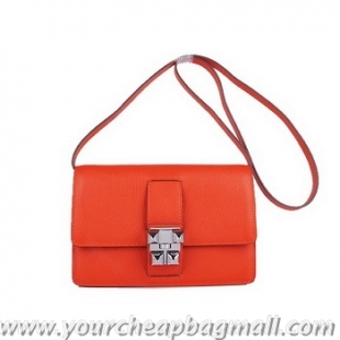 Fashionable Hermes Medor Dark Orange Calfskin Shoulder Bag H2816 Silver