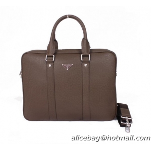 Prada Saffiano Calf Leather Briefcase P0897 Brown