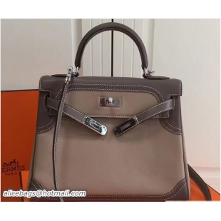 Fashion Hermes Lace Kelly 28cm Bag in Swift Leather H60309 Off White/Gray