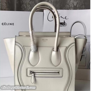 Top Grade Celine Luggage Micro Tote Bag in Original Smooth Leather White 71902