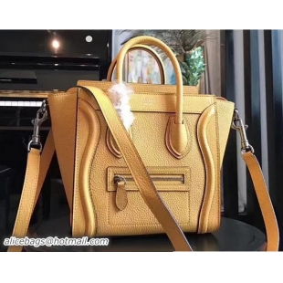 Best Product Celine Luggage Nano Tote Bag In Original Leather Grained Yellow 72026