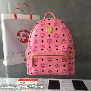 Charming MCM Medium Top Studs Backpack MCM0039 Pink