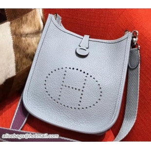 Sumptuous Hermes Togo Leather Mini Evelyne Bag 327016 Baby Blue