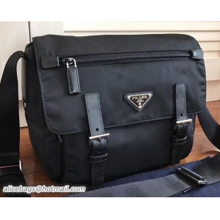 Grade Prada Fabric Messenger Shoulder Bag 1BD671 Black 2018