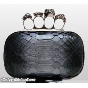 Traditional Discount Alexander McQueen Knuckle Box Clutch 9607 Genuine Python Leather