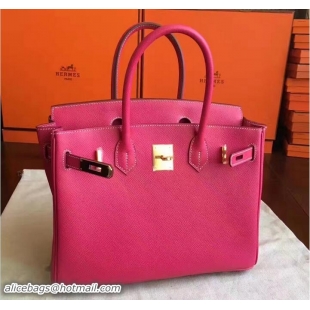 Sophisticated Hermes Birkin 30 Bag In Original Epsom Leather With Gold/Silver Hardware 72306 Hot Pink