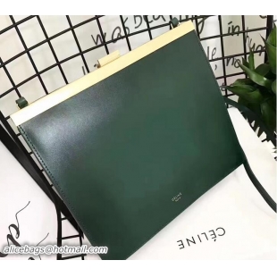 Crafted Celine Natural Calfskin Mini Clasp Shoulder Bag 81302 Green