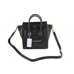 Celine Luggage Bags Mini in Croco Black