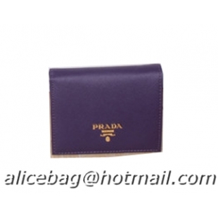 Prada Saffiano Leather Bi-Fold Wallet 1M0204 Purple