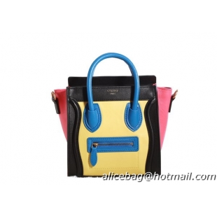 Celine Luggage Nano Boston Bag Original Leather 3309 Lemon&Black&Blue&Red