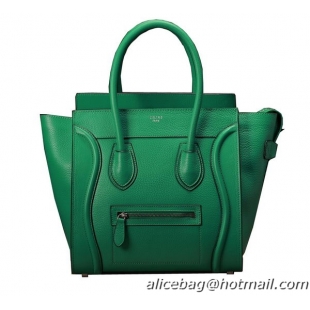 Celine Luggage Mini Boston Tote Bags Clemence Leather 3308 Green