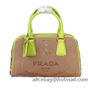 Prada Jacquard Nylon Fabric Boston Bag BN0867 Green