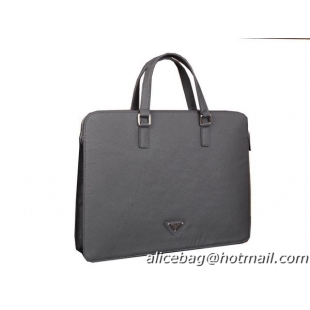 Prada Saffiano Calf Leather Briefcase 80087-1 Gray