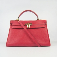 Hermes Kelly 35cm Togo Leather Bag Red 6308 Gold Hardware