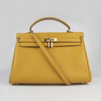 Hermes Kelly 35cm Togo Leather Bag Yellow 6308 Gold Hardware