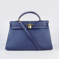 Hermes Kelly 35cm Togo Leather Bag Dark Blue 6308 Gold Hardware