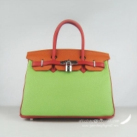 Hermes Birkin 30CM Togo Leather Bag Red-Orange-Green Silver