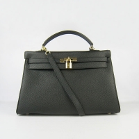 Hermes Kelly 35cm Togo Leather Bag Black 6308 Gold Hardware