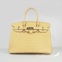 Hermes Birkin 30cm Crocodile Veins Bag Yellow Gold Hardware 6088
