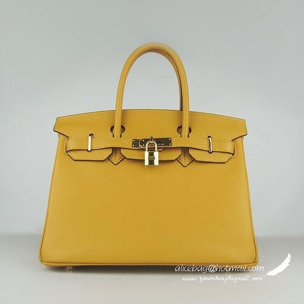 Hermes Birkin 30cm Togo Leather Bag Yellow 6088
