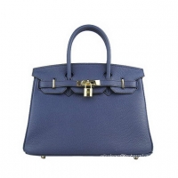 Hermes Birkin 30cm Togo Leather Bag Dark Blue 6088 Gold
