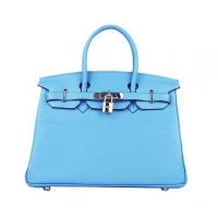 Hermes Birkin 30cm Togo Leather Bag Light Blue 6088 Gold