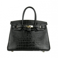 Hermes Birkin 30cm Crocodile Veins Bag Black 6088