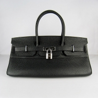 Hermes Birkin 42cm Togo Leather Bag 6109 Black Silver padlock