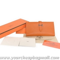 Noble Hermes Bearn Japonaise Smooth Leather Tri-Fold Wallet H308 Orange