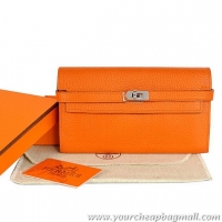 High Quality Hermes Kelly Wallet Togo Leather Bi-Fold Purse A708 Orange